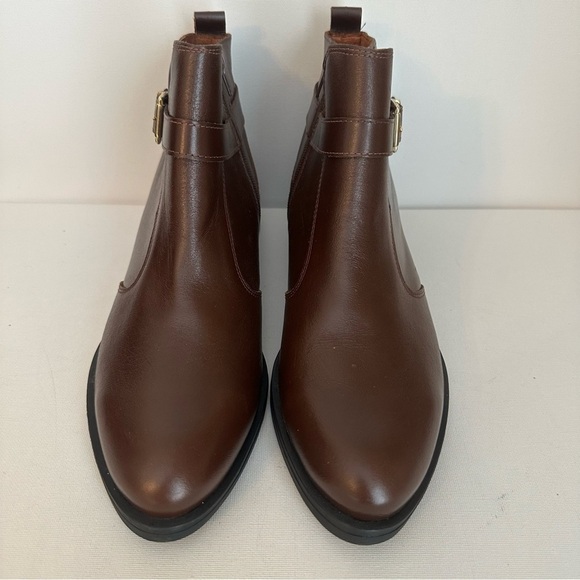 Marroqui Sanchez Leather Buckle Detail Side Zip Brown Ankle Boots - Size 10 - Picture 3 of 16